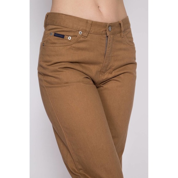 90s Calvin Klein Brown Mid Rise Pants - Medium |‎ Vintage Cotton Trousers - Picture 6 of 8